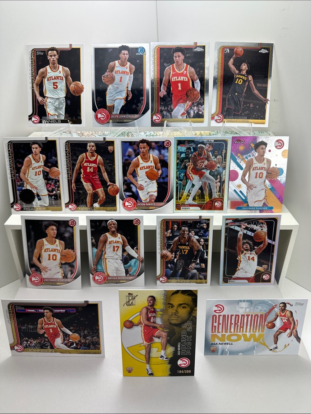 Hawks /399 Asa Newell rookie & Jalen Johnson + Risacher/Okungwu lot of 16